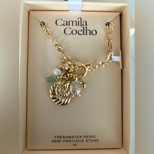 Camila Coelho Gold Necklace with Medallion and Beads